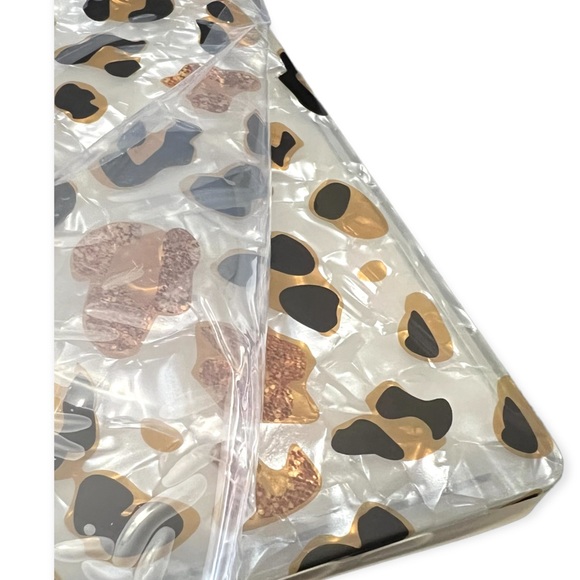 Black Pearl Rose Gold Glitter Cheetah Leopard Square iPhone 12 13 PRO MAX Case - Picture 10 of 10